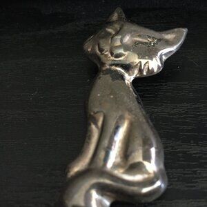VINTAGE MEXICO 925 SILVER LARGE CAT BROOCH/PENDANT